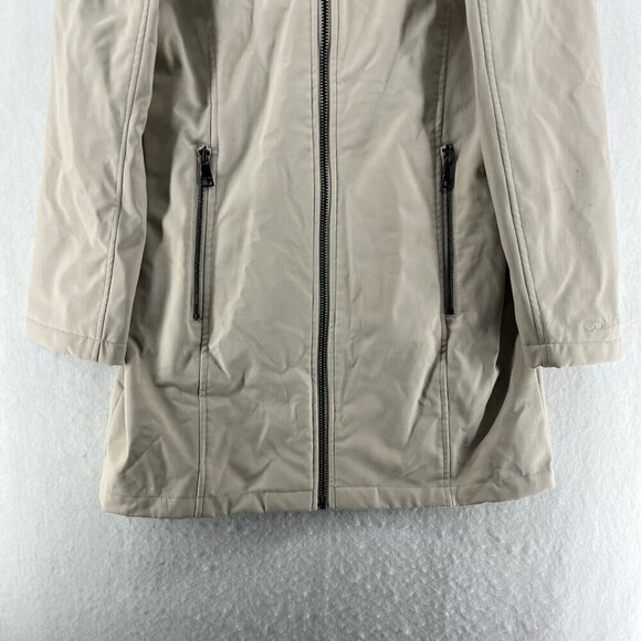 Calvin Klein Parka Jacket Women's S Beige Full Zip Faux Fur Lined Hooded Pocket - Picture 7 of 14